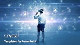  Presentation with social research - Audience pleasing PPT theme consisting of management - manager with vr headset backdrop and a teal colored foreground