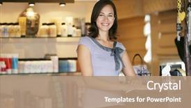  Presentation with beauty shop - Cool new slide deck with management - portrait beauty product shop manager backdrop and a coral colored foreground
