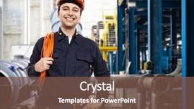 Presentation with factory - PPT layouts consisting of management - portrait of an industrial worker background and a tawny brown colored foreground