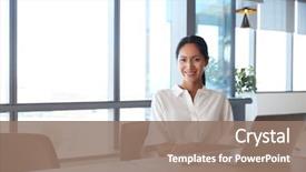  Presentation with working togheter kids - Theme enhanced with management - portrait of businesswoman working background and a coral colored foreground