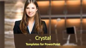  Presentation with receptionist - Slide deck featuring management - smiling female receptionist background and a tawny brown colored foreground