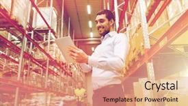  Presentation with wholesale - Beautiful PPT theme featuring management - wholesale logistic business export backdrop and a coral colored foreground