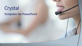  Presentation with technical support - Slides with management - young female technical support dispatcher background and a sky blue colored foreground