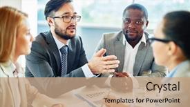  Presentation with ideas - Beautiful slides featuring management - young manager expressing his ideas backdrop and a coral colored foreground