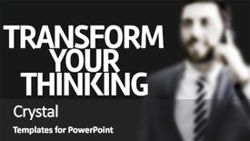  Presentation with change thinking - PPT theme having management change - business man with the text background and a dark gray colored foreground