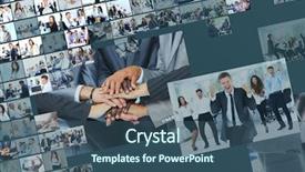  Presentation with collage - Theme having management concept - business collage made of many background and a ocean colored foreground