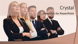  Presentation with team - Slides with management concept - confident business team looking up background and a lemonade colored foreground