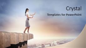  Presentation with construction management - Audience pleasing presentation theme consisting of risk management construction - image of businesswoman in blindfold backdrop and a light blue colored foreground