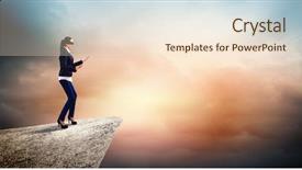  Presentation with mountain - Presentation having security risk - image of businesswoman in blindfold background and a lemonade colored foreground