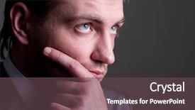  Presentation with solutions - Cool new slides with man problem - portrait of thinking businessman looking backdrop and a tawny brown colored foreground