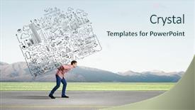  Presentation with business plan - Audience pleasing presentation theme consisting of management energy - young businessman carrying his great backdrop and a sky blue colored foreground