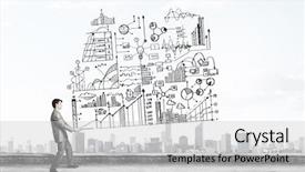  Presentation with great communication skills in business - Presentation theme consisting of management energy - young businessman carrying his great background and a light gray colored foreground