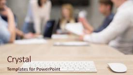  Presentation with computer keyboard and mouse - Audience pleasing slides consisting of management function - closeup white computer mouse backdrop and a lemonade colored foreground