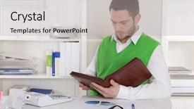  Presentation with financial planning - Beautiful presentation theme featuring management incoming outgoing - stressed manager planning - financial backdrop and a  colored foreground