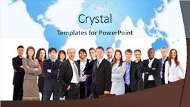  Presentation with international - Amazing slides having management international - businessmen standing in front backdrop and a light blue colored foreground