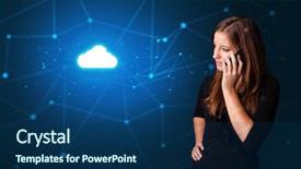  Presentation with cloud technology - Presentation design having management matrix organization - person talking on the phone background and a  colored foreground