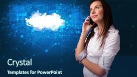  Presentation with cloud technology - Amazing PPT theme having management matrix organization - person talking on the phone backdrop and a  colored foreground