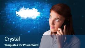  Presentation with matrix - PPT theme with management matrix organization - person talking on the phone background and a ocean colored foreground