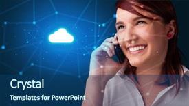  Presentation with matrix - Presentation theme having management matrix organization - person talking on the phone background and a ocean colored foreground