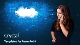  Presentation with matrix - Cool new presentation theme with management matrix organization - person talking on the phone backdrop and a navy blue colored foreground