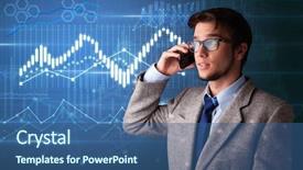  Presentation with talking on phone - Slide set having management matrix organization - young person talking background and a  colored foreground