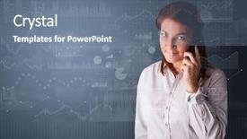  Presentation with talking on phone - Audience pleasing presentation design consisting of management matrix organization - young person talking backdrop and a  colored foreground