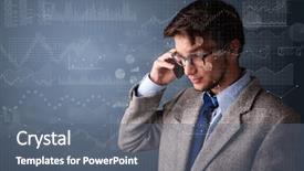  Presentation with phone - Beautiful slide set featuring management matrix organization - young person talking backdrop and a  colored foreground