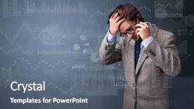  Presentation with talking on phone - Audience pleasing slide deck consisting of management matrix organization - young person talking backdrop and a  colored foreground