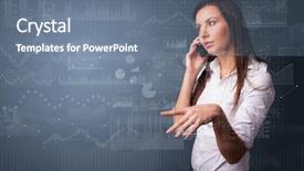  Presentation with talking on phone - Cool new presentation with management matrix organization - young person talking backdrop and a  colored foreground