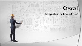  Presentation with construction management - Audience pleasing slide deck consisting of management planning tools - engineer with construction helmet holding backdrop and a light gray colored foreground