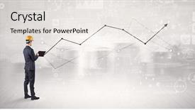  Presentation with construction management - Beautiful presentation theme featuring management planning tools - engineer with construction helmet holding backdrop and a white colored foreground