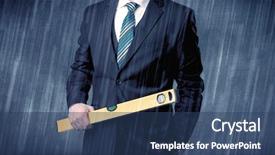  Presentation with graphic - Theme enhanced with management planning tools - young handsome man holding tool background and a ocean colored foreground