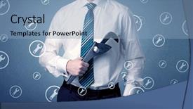  Presentation with holding hands old young - Audience pleasing presentation theme consisting of management planning tools - young serious businesman holding tool backdrop and a light blue colored foreground