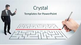  Presentation with maze - Colorful PPT theme enhanced with management risk - business man looking at hand backdrop and a sky blue colored foreground