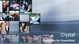  Presentation with abstract business - PPT theme enhanced with management services - business people team collage abstract background and a ocean colored foreground