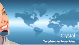  Presentation with call center - PPT layouts having management services - call center operator woman background and a teal colored foreground