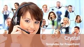  Presentation with people talking - Colorful theme enhanced with management services - group of people talking backdrop and a coral colored foreground