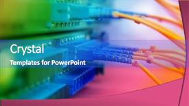  Presentation with data center - Presentation theme having management services - network cables and servers background and a cobalt blue colored foreground