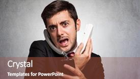  Presentation with talking on phone - Cool new PPT theme with management services - stressed businessman talking on many backdrop and a tawny brown colored foreground