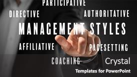  Presentation with management - Slides having management-styles-concept-businessman-working background and a dark gray colored foreground