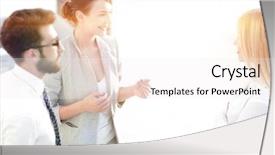  Presentation with office - Audience pleasing PPT theme consisting of manager and business team talking backdrop and a white colored foreground