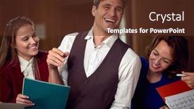  Presentation with hotel team - Audience pleasing slide set consisting of manager-and-his-successful-team backdrop and a tawny brown colored foreground