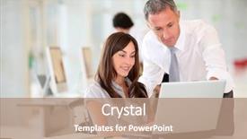  Presentation with director - Amazing presentation theme having manager and office worker backdrop and a coral colored foreground