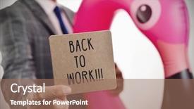  Presentation with flamingo - Slide deck featuring manager animals - closeup of a young caucasian background and a coral colored foreground