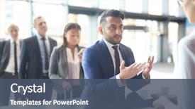  Presentation with departure - Audience pleasing slides consisting of manager by counter in airport backdrop and a ocean colored foreground