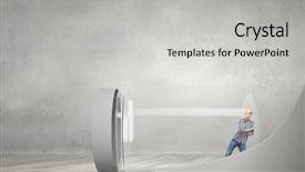  Presentation with escape room - PPT theme with manager closed room - builder man trapped in glass background and a light gray colored foreground