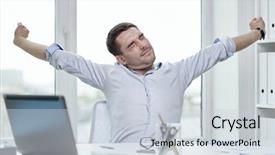  Presentation with business programming code abstract technology - Audience pleasing presentation theme consisting of manager closed room - business people and technology concept backdrop and a lemonade colored foreground