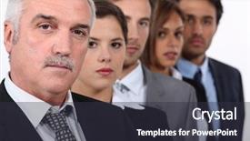  Presentation with director - Audience pleasing theme consisting of manager director - business team backdrop and a dark gray colored foreground