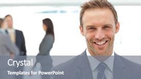  Presentation with public health team - Slide deck featuring manager director - happy businessman posing in front background and a gray colored foreground