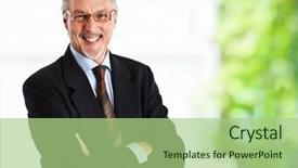  Presentation with director - Presentation design with manager director - portrait of an happy senior background and a  colored foreground